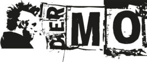 Das Logo der Band Der Mo in schwarz-weiß. Man sieht den Mo von der Seite und rechts daneben den Schriftzug Der Mo.