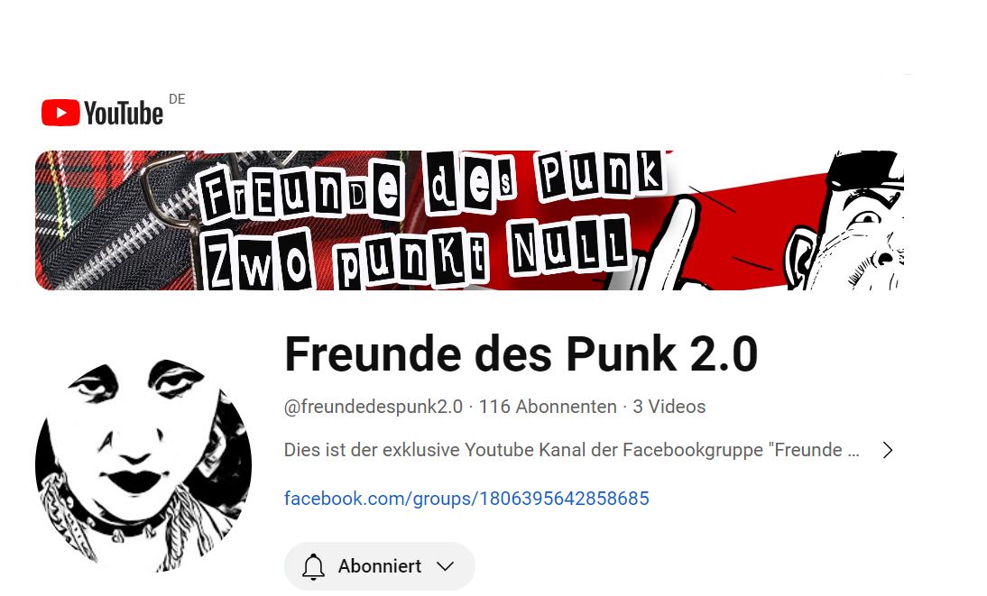 Screenshot des Freunde des Punk 2.0 YouTube Kanal